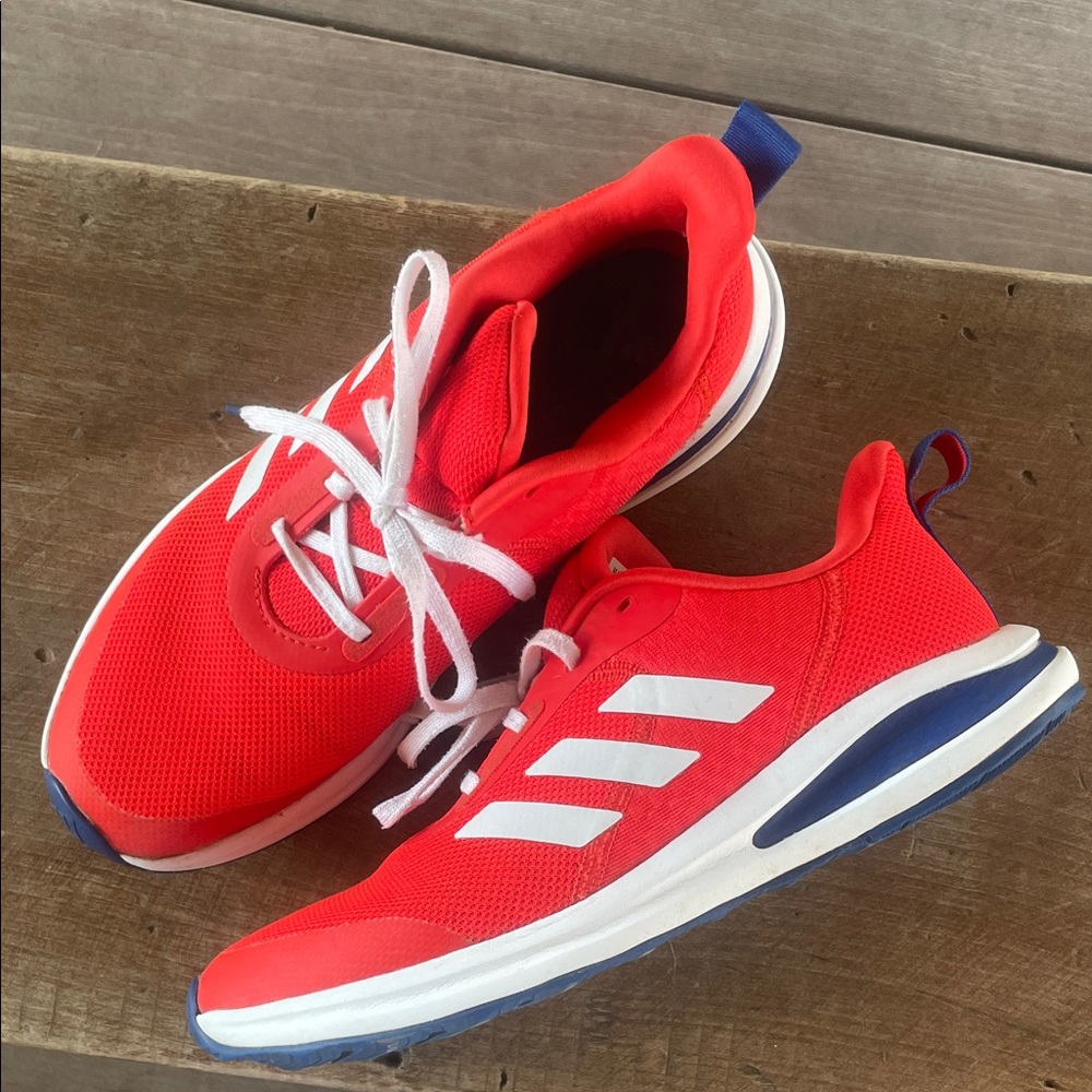 Adidas electric red, white, & blue tennis shoes, men’s size 7